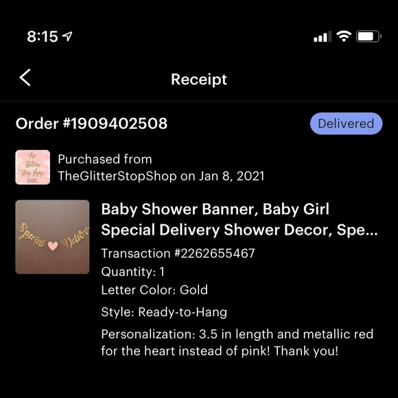 Special delivery with red heart baby girl - Picture 6 of 7